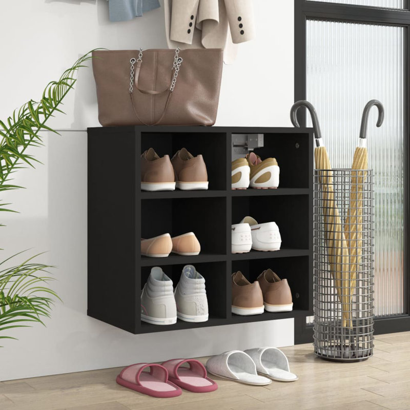 6 Pair Shoe Storage Cabinet, black