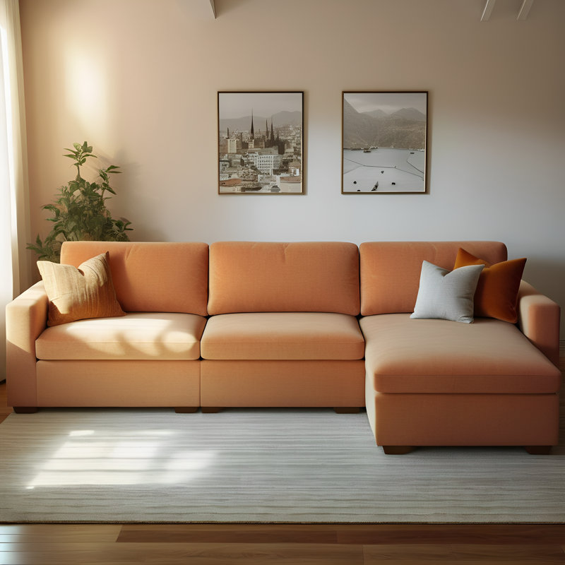 Canapé modulaire rembourré de 112,6 po 4 pièces Datura, Orange