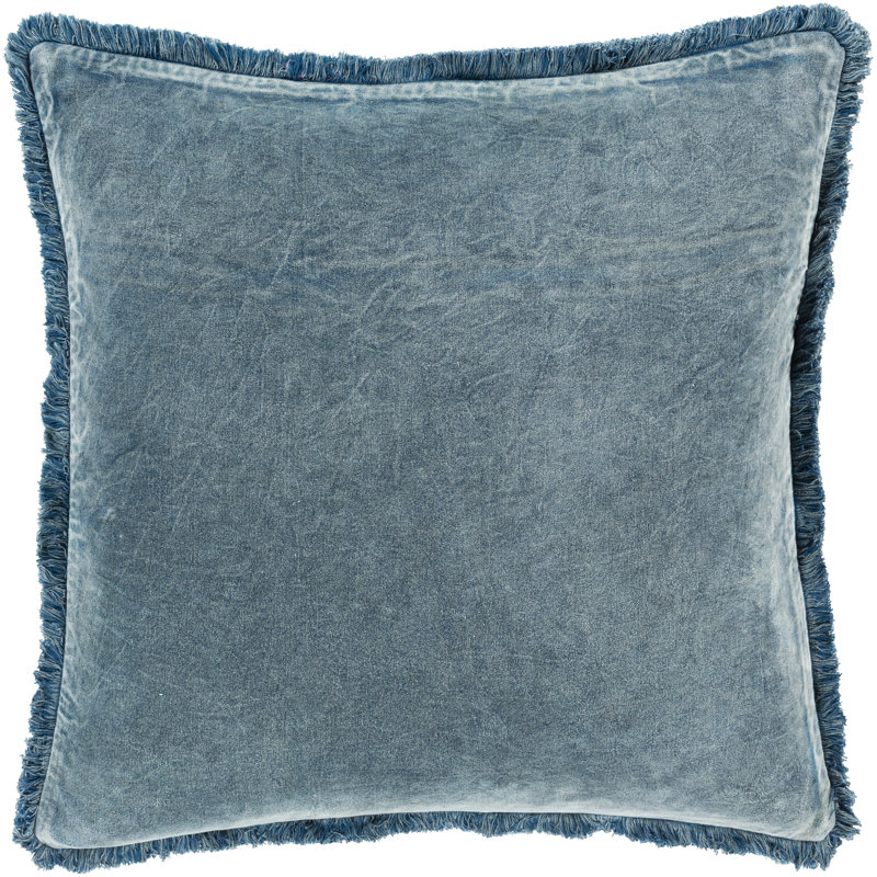 Oreiller Steph, 22 po x 22 po, Polyester / bourre de polyester, Denim