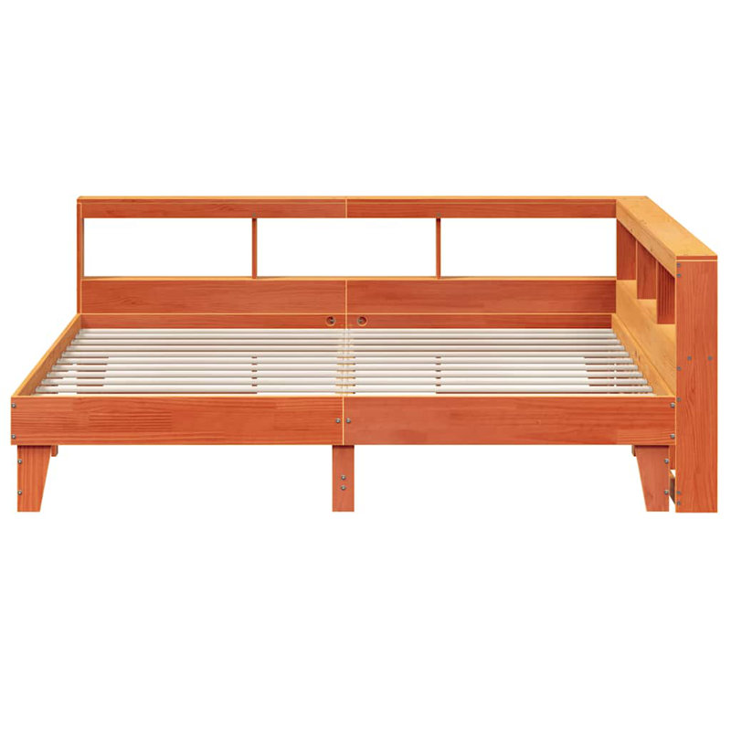 Solid Wood Storage Bed, Wax Brown