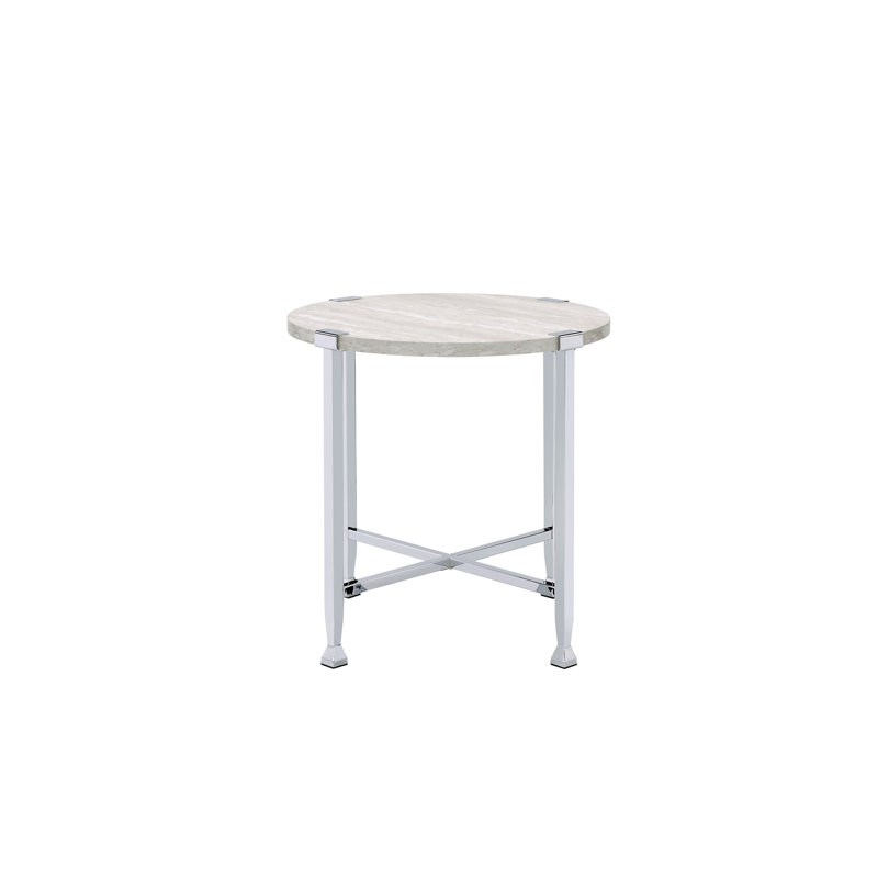 Table de bout en chêne blanc et chrome Brecon