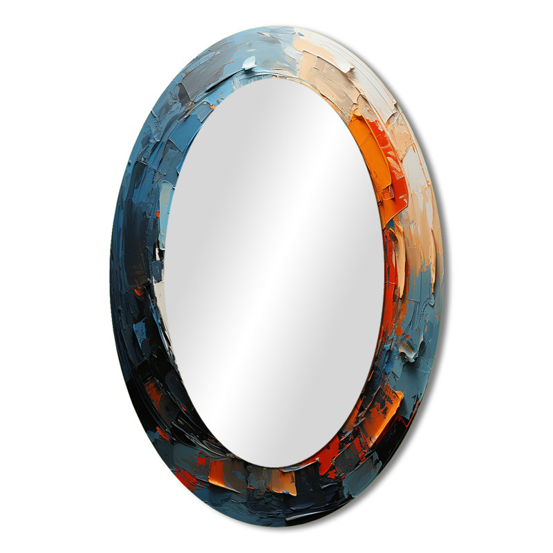 Dynamic Spiral - Grand miroir mural ovale sur métal, 36 po x 24 po