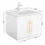 Meuble-lavabo de 24 po avec portes doubles, charnières à fermeture en douceur, poignées dorées, blanc brillant, lavabo en céramique - installation simple, lavabo d'apparence élégante, lavabo, poignée longue en métal, blanc facile à assembler,-129959492-129959493