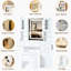 Meuble-lavabo blanc 41,4 po avec éclairage réglable, 5 tiroirs, 4 armoires, station de charge, tabouret rembourré et extérieur rétro - configuration idéale pour une chambre à coucher