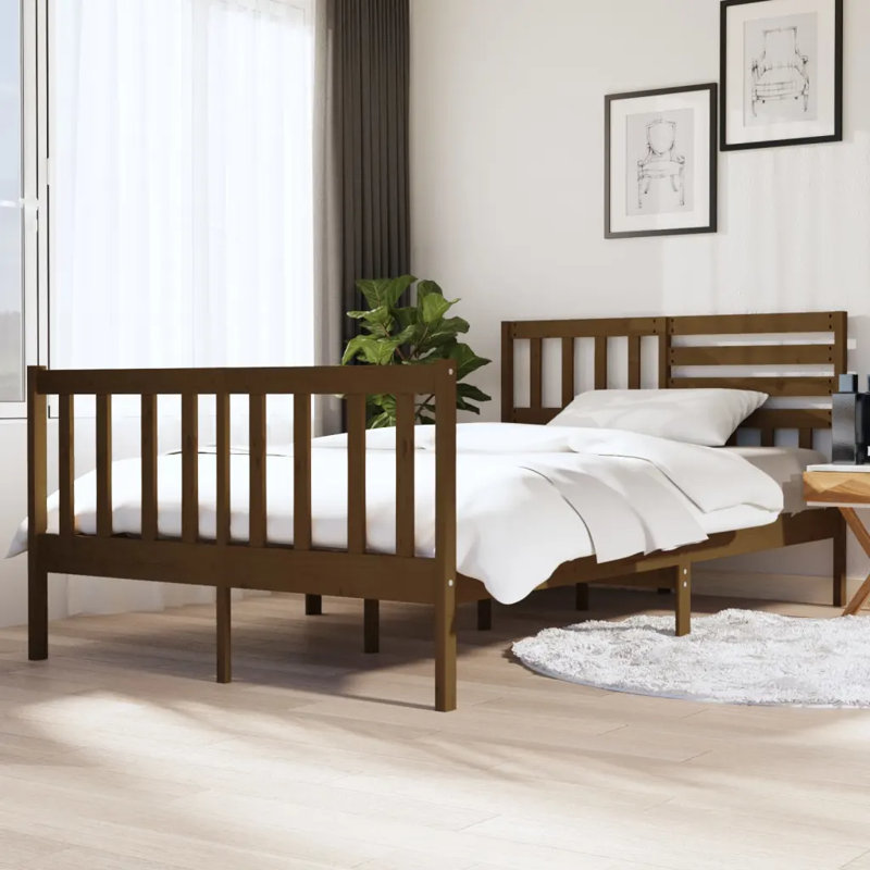 Bed Frame Solid Wood, Brown, European Kingsize (186 x 200cm)
