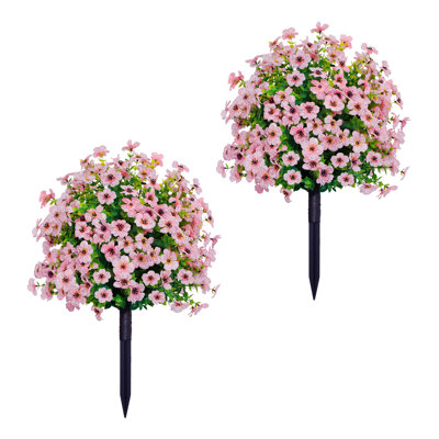 1/2Pcs Artificial Violet Flower with Stake UV Resistant Faux Plastic Flower Spike Indoor Outdoor Garden Porch Patio Wedding Party Decoration