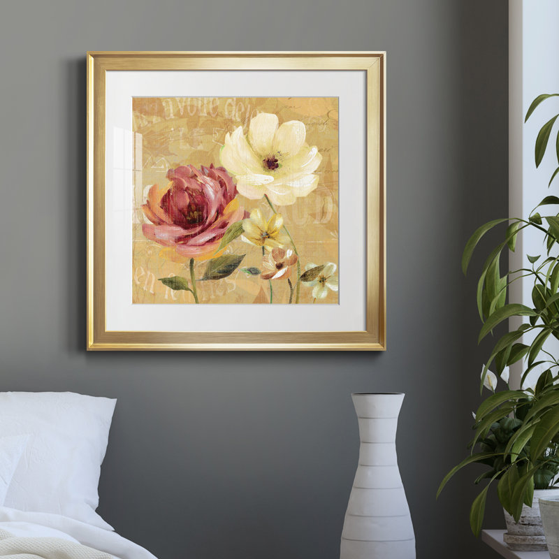 Jardin français I - reproduction d'art sur papier encadré, H 30,5 po x l 30,5 po x P 1,5 po, Papier encadré doré
