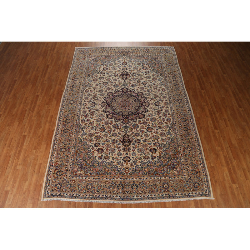 Tapis persan traditionnel Kashan noué à la main 9 x 13