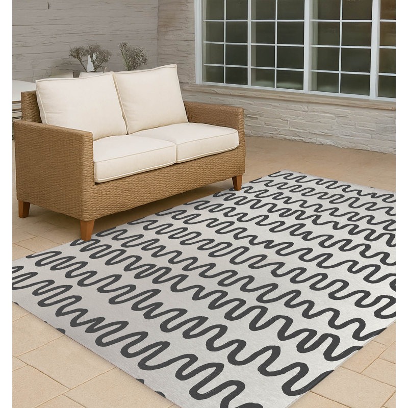 Wiggle Stripe Non-Slip Outdoor Rug, Rectangle 2' x 3'