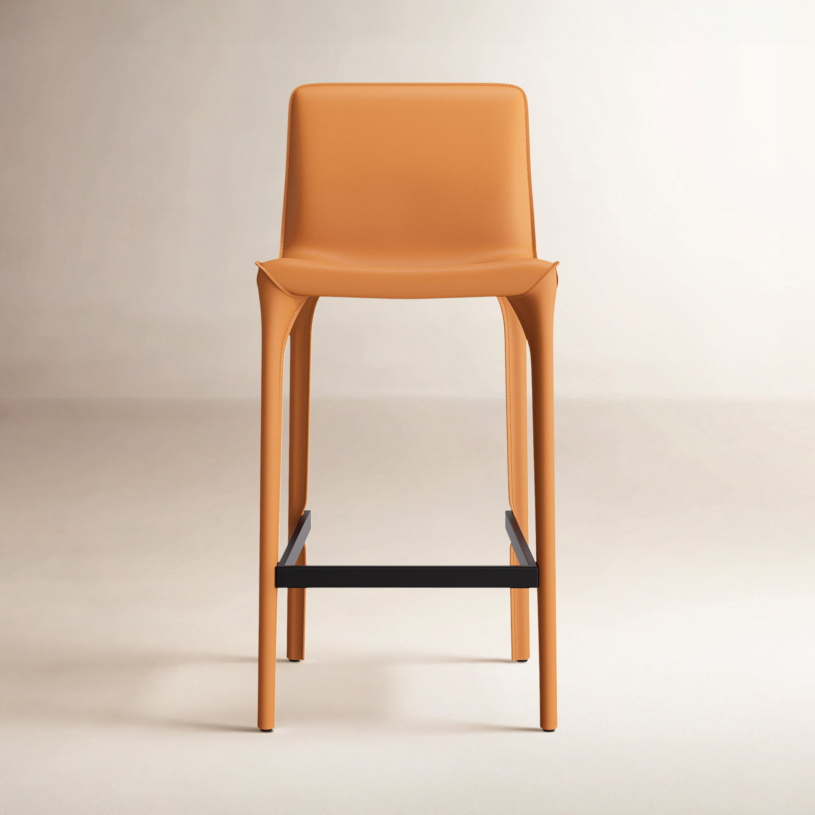 Vannes Vegan Leather Barstool, Orange, 6