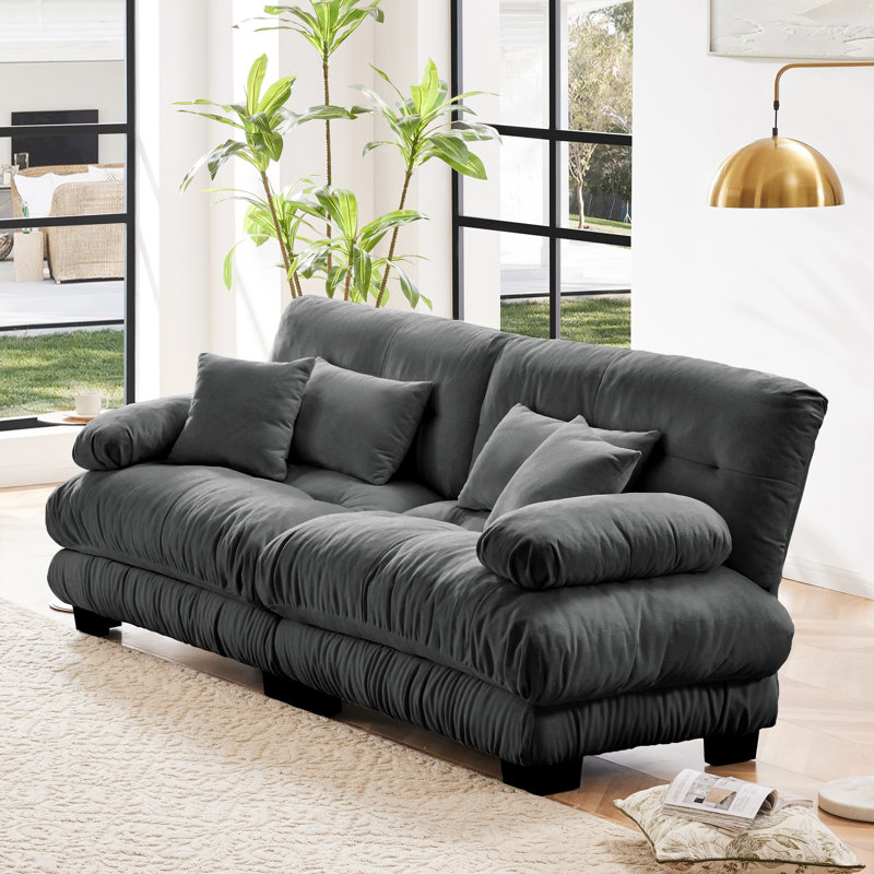 Canapé en chenille, Gris, H 35,4 po x l 94,4 po x P 36 po, 2