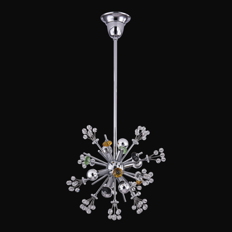 Constellation Colorata 6 LT Chrome/Constellation Colorata Pendant Allegri, 6 Lights, Polished Chrome, 64" H x 13" W x 13" D