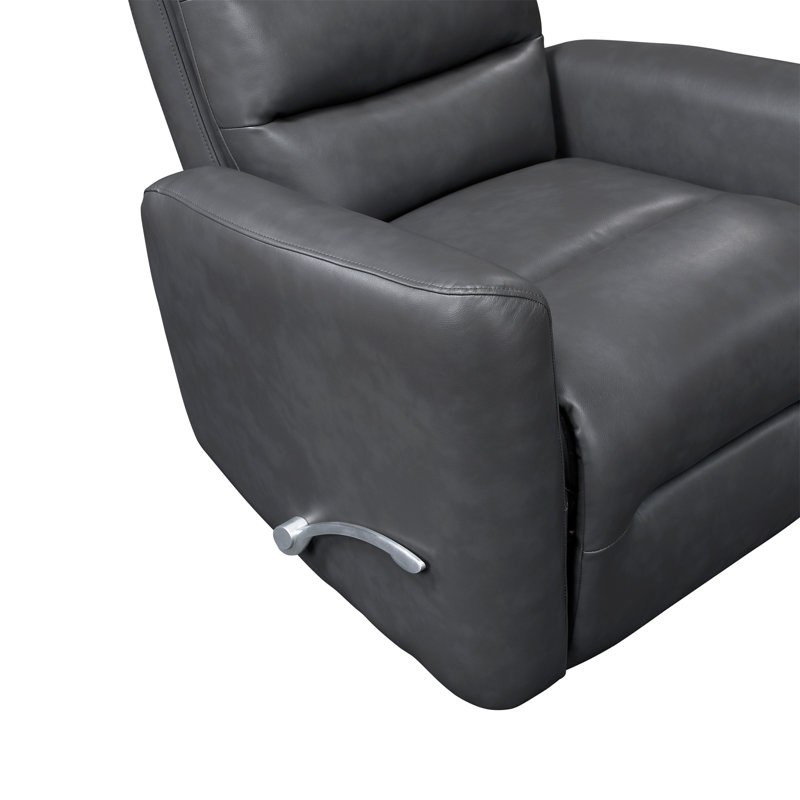 Glider Reclining Chair Swivel Motion Gray Breathable Faux Leather Upholstery Luxury Living Room Furniture, Gray
