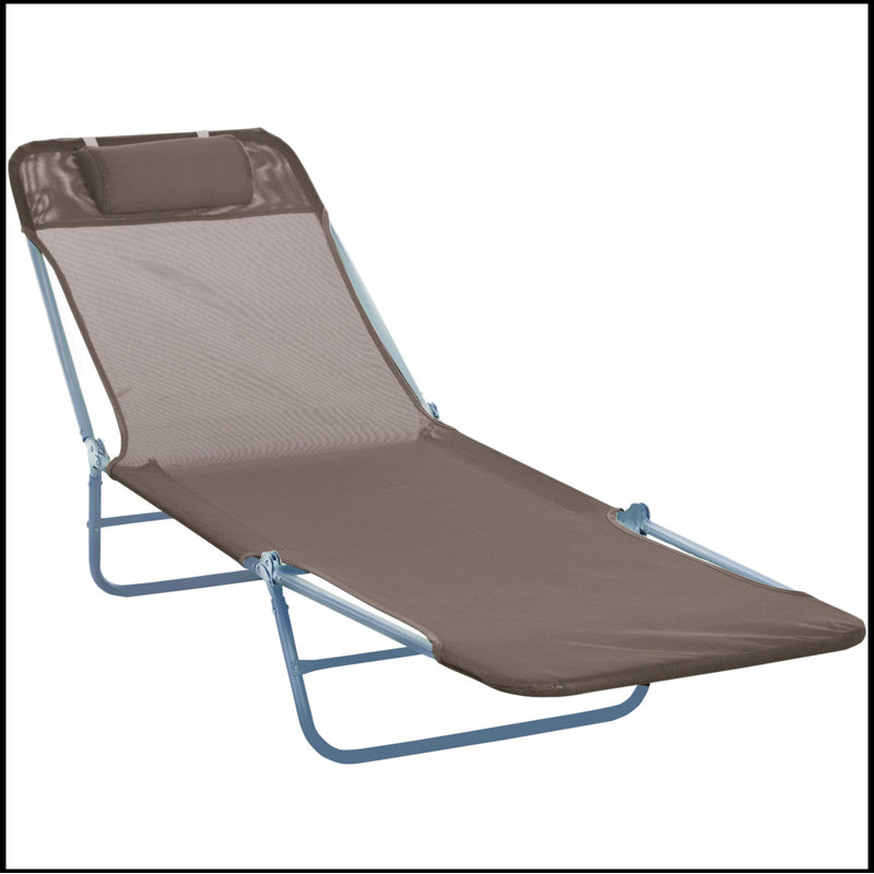 Outsunny Folding Chaise Lounge Chair, Pool Sun Tanning Chair, Outdoor Lounge Chair with 5-Position