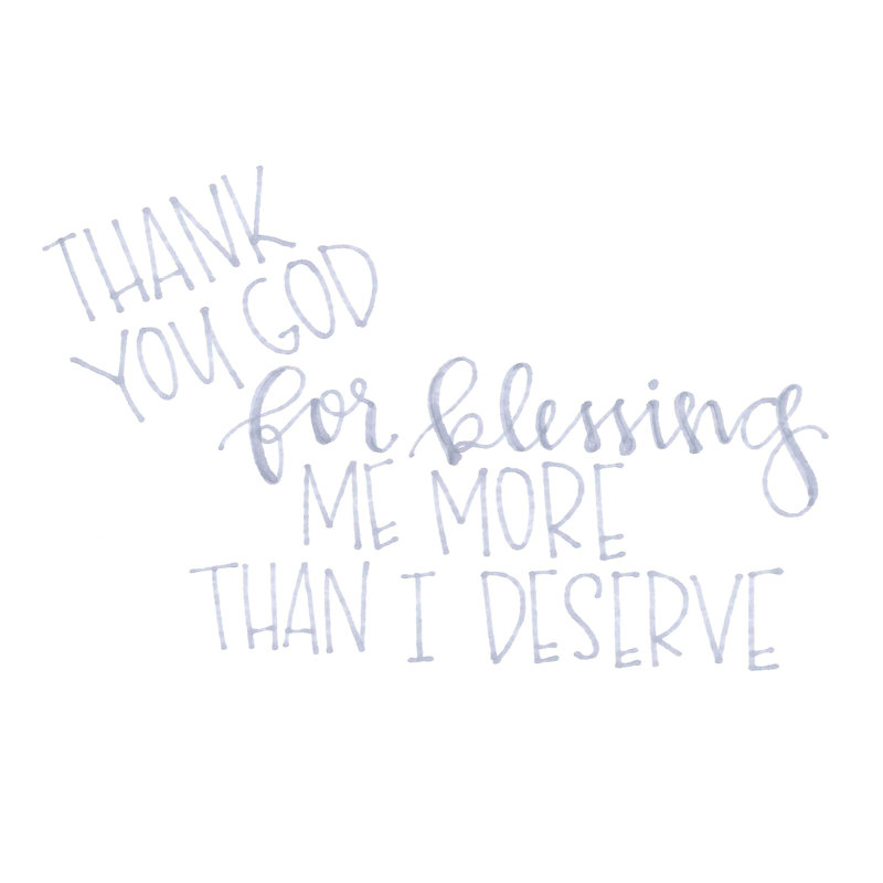 «Thank You God for Blessing Me», art textuel sur toile tendue, H 32 po x l 48 po
