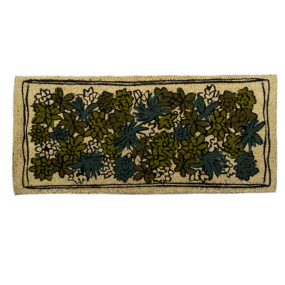 Succulent Estate Coir Outdoor Indoor Door Mat Brown Everyday