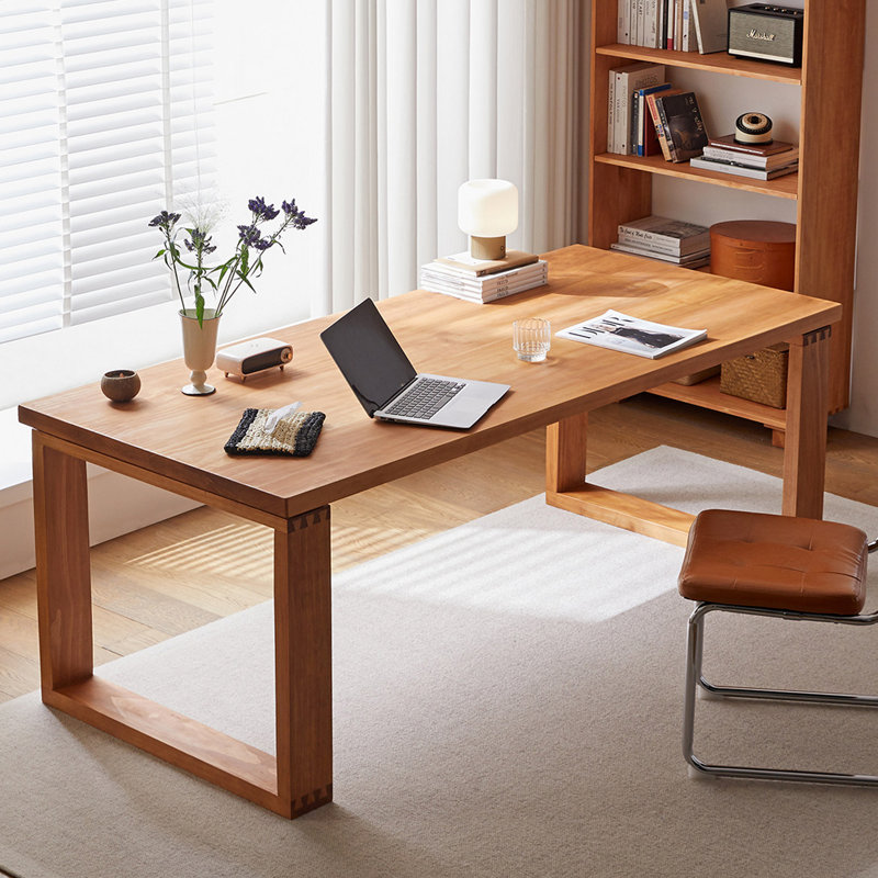 Thick Sturdy Cherry Solid Wood  Rectangle Desk, 29.52" H x 78.74" W x 31.49" D