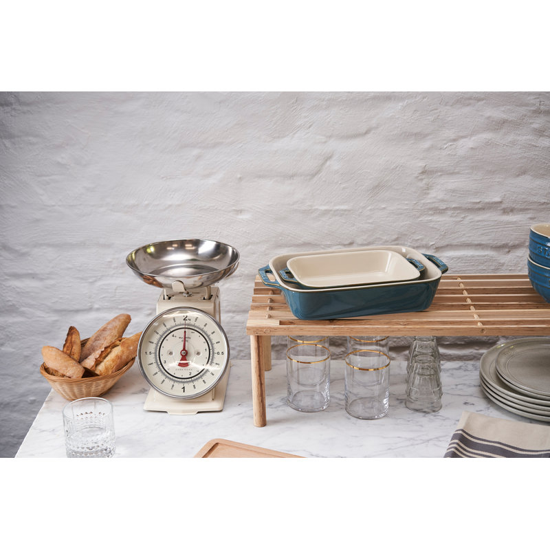 Ceramique Rectangular Baking Dish Set 2 Piece, Rustic Turquoise