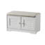 Banc de rangement à chaussures blanc 28,74 po avec coussin, armoire à 2 portes avec tablettes réglables, banc à chaussures pour couloir ou vestibule