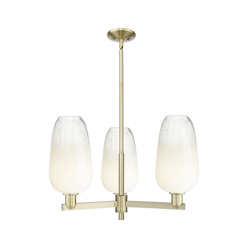 Lustre suspendu 3 lumières Godalming, Opale, Laiton antique