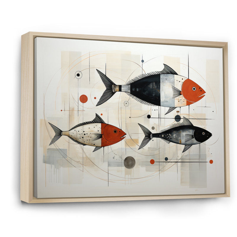 " Fishing Minimalist Marine ", Natural Floater Framed, 30" H x 40" W x 1.5" D