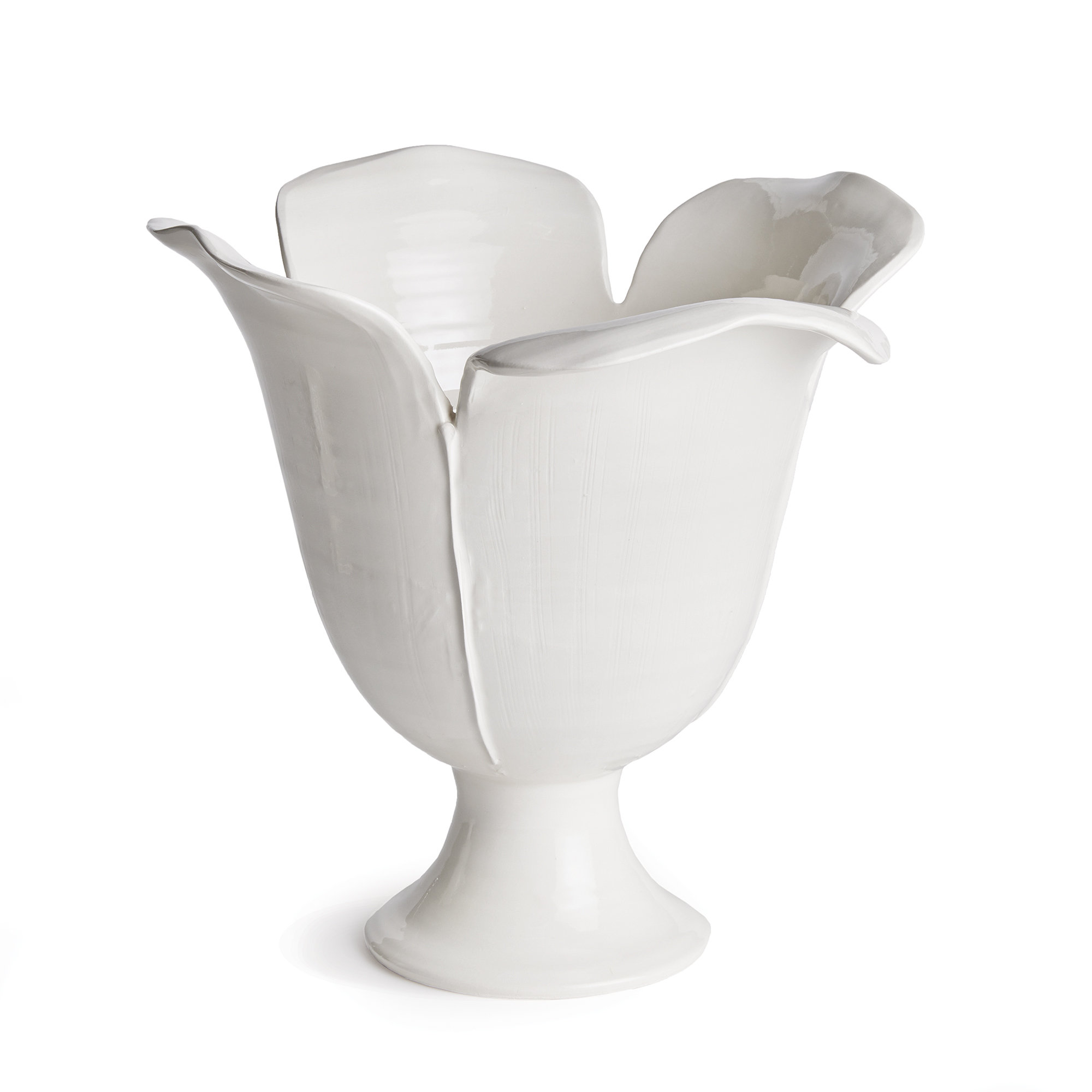 Rachana Handmade Ceramic Table Vase, White, 13.25" H x 11.75" W x 11.5" D