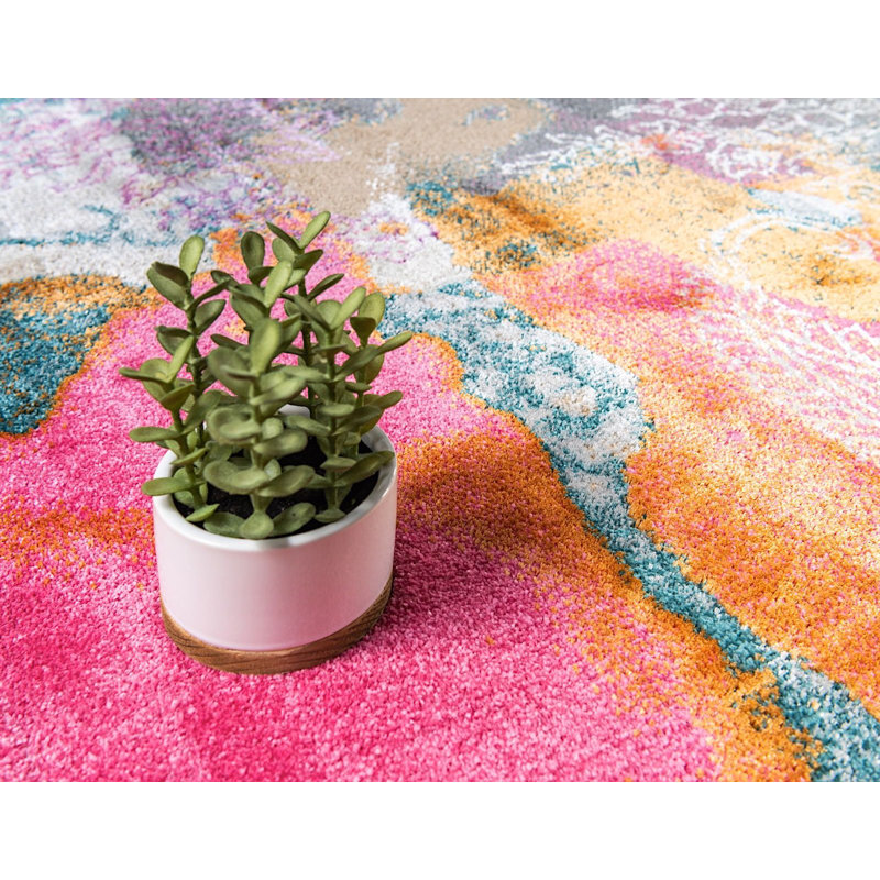 Tapis oriental gris / rose / bleu Mumford, Rond 6 pi