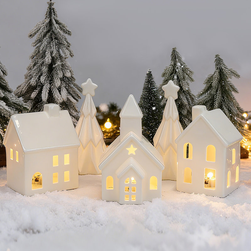 Ensemble de décorations de village de Noël en céramique