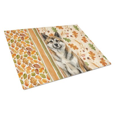 Brindle Akita Heirloom Fall Glass Cutting Board