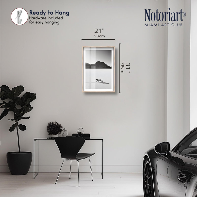 «Landscape Cheetah Run Shadowbox Print Animal Art Prints» par Notoriart, H 31 po x l 21 po, Crème, crème
