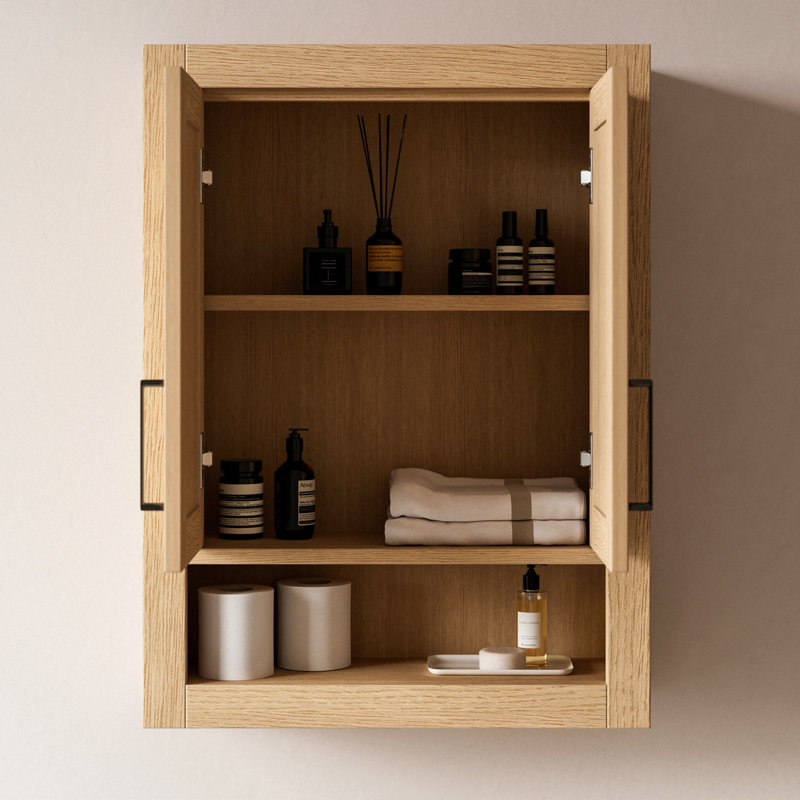 Armoire murale en bois massif H 31 po x l 23,1 po, H 31 po x l 23,1 po x P 21,5 po, Chêne 