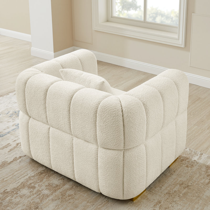 44In Oversized Boucle Tufted Accent Chair, White