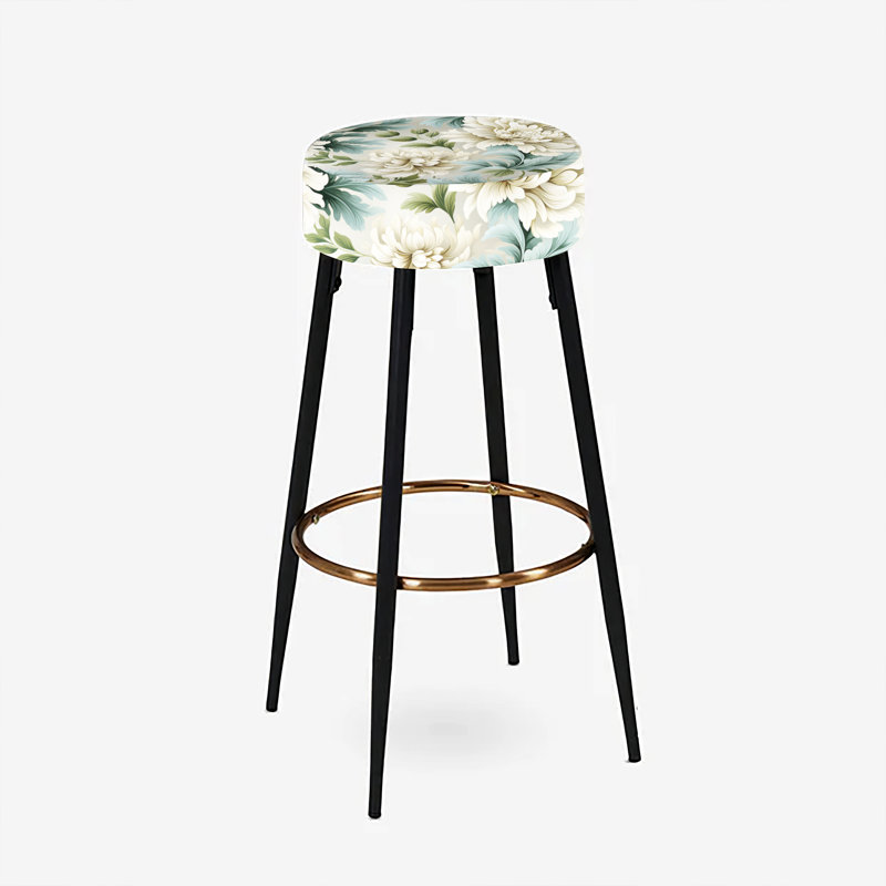 Petal Symphony Green Damask Harmony - Ensemble de 2 tabourets de bar en damas