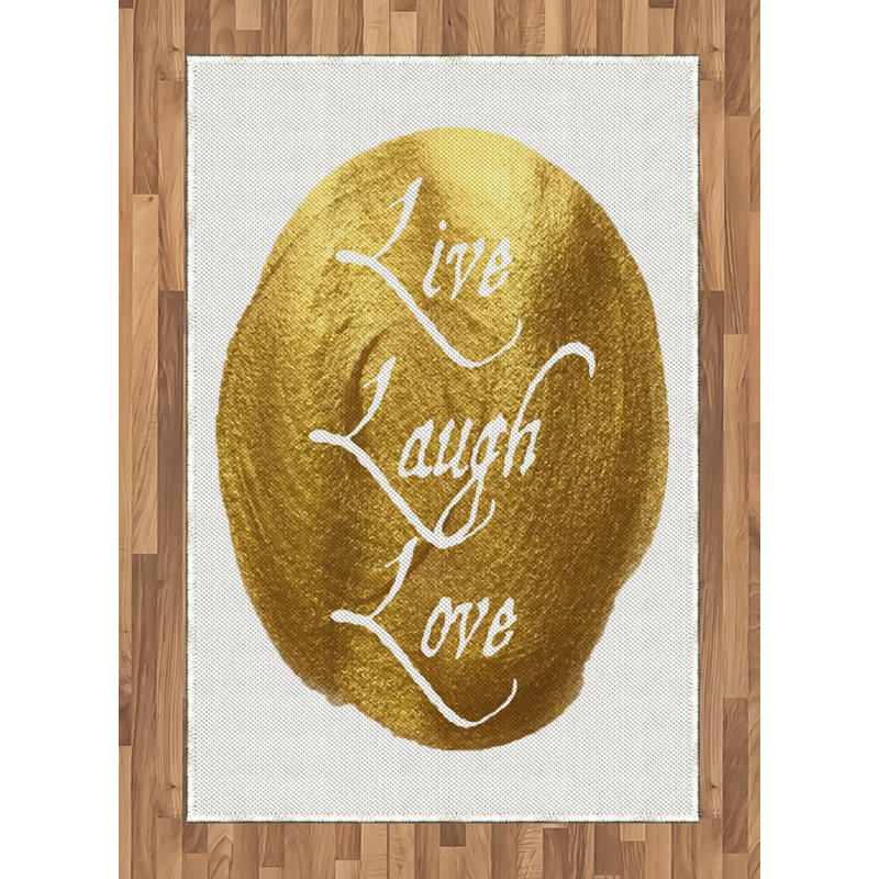 Live Laugh Love High Density Long Fiber Poly Threads Decorative Area Rug Carpet, Rectangle 4' x 5'8"