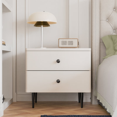18" Modern 2 Drawer Nightstand, Bedside Table