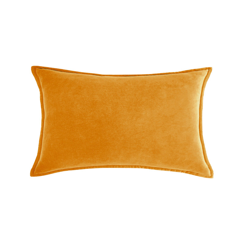 (Housses avec inserts) Ensemble de 2 coussins décoratifs rectangulaires de couleur unie avec doublure, Jaune foncé