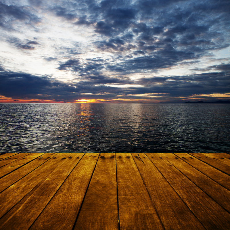 Sea With Sunset - Wrapped Canvas Print, 91cm H x 91cm W x 3.8cm D