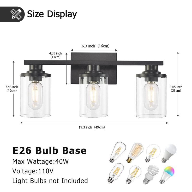 3 - Light Dimmable Vanity Light