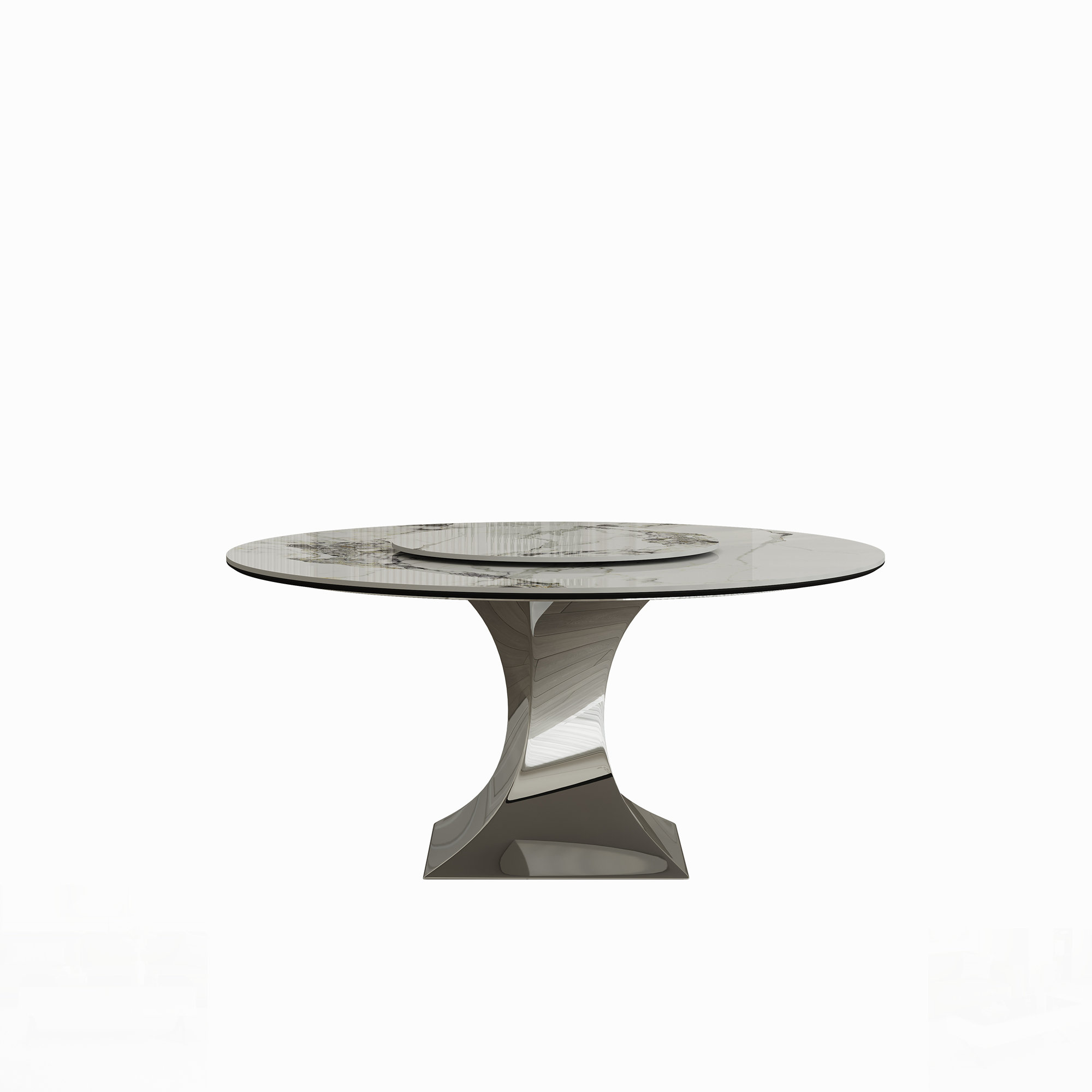 Mercer41 Round Sintered Stone Dining Table With Gold Stainless Steel ...