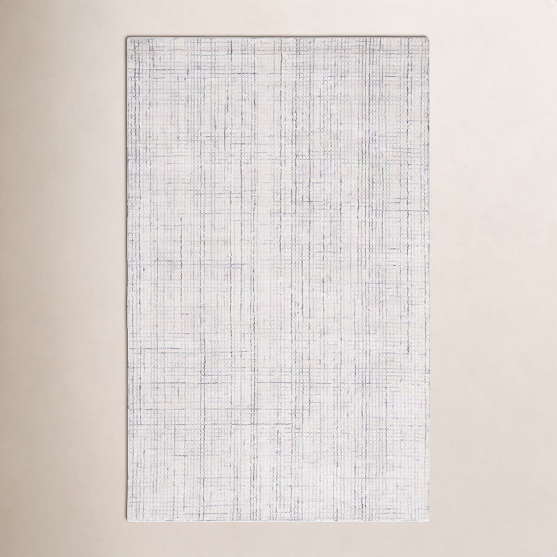 Rowe Abstract Handmade Tufted Ivory/Grey Area Rug, Rectangle 8' x 10'