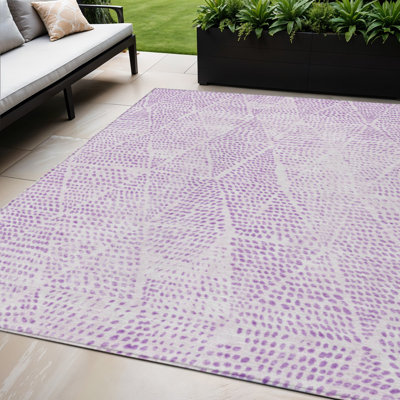 5' X 8' Purple And Ivory Geometric Washable Indoor Outdoor Area Rug