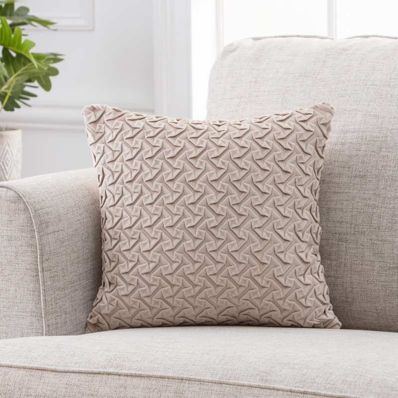 Housse de coussin décoratif en velours texturé Chanasya Origami, Blanc cassé