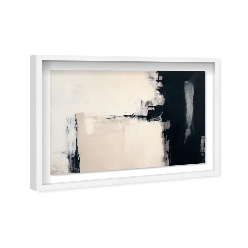 Oliver Gal Classic Contrast Abstract - Luxury Shadowbox Framed Wall Art, 17.5" H x 25.5" W, White