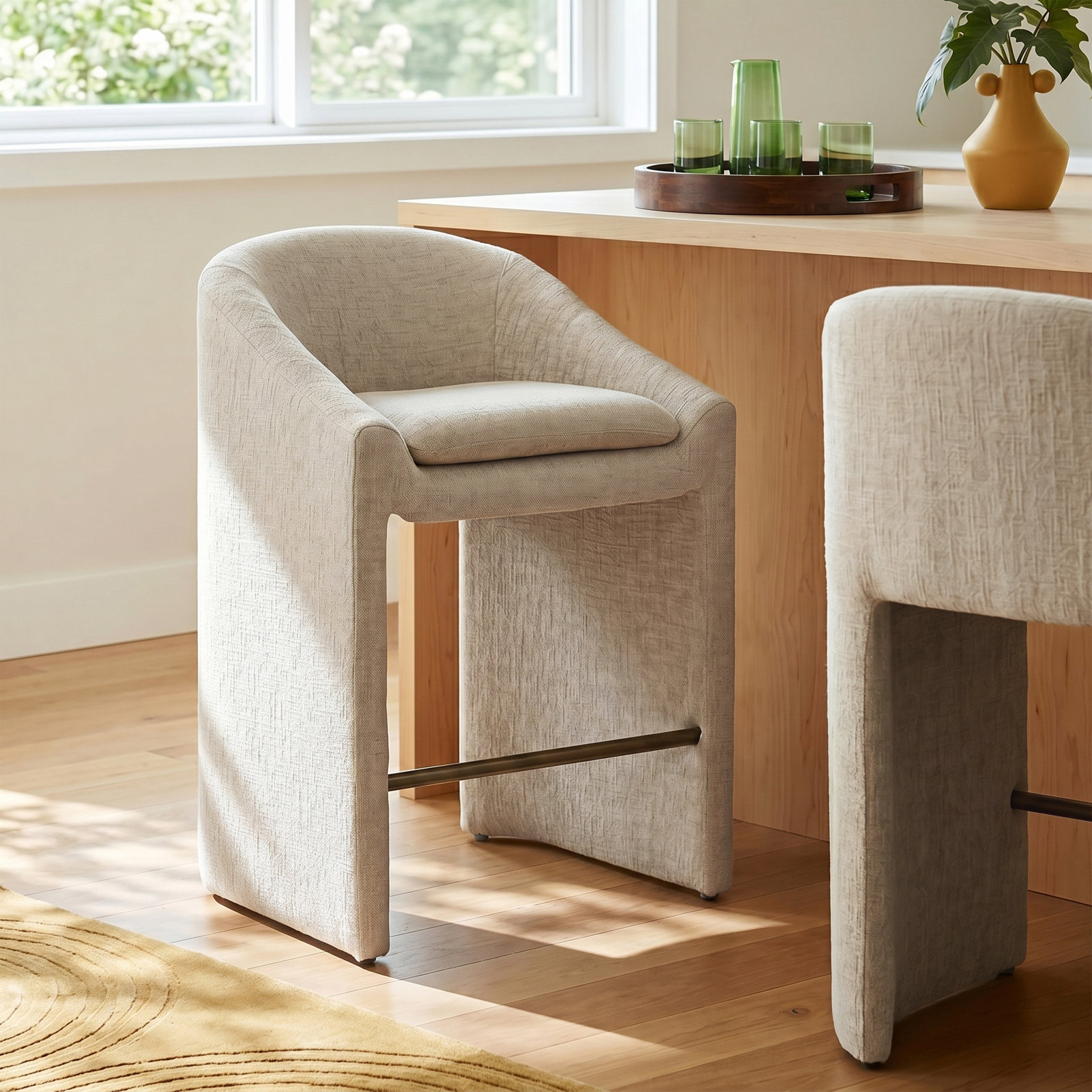 Oshawa Bar and Counter Stool, Counter Stool (26.8" Seat Height), Cream