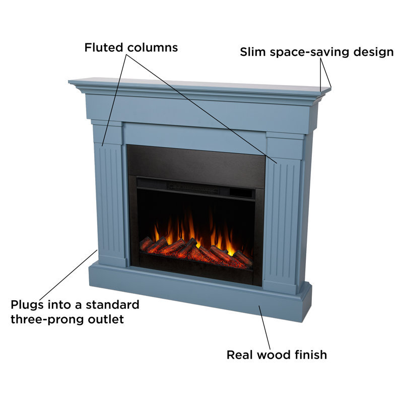 Crawford 48" Slim Electric Fireplace in Aged Denim by Real Flame