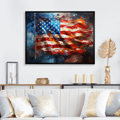 Drapeau moderne des États-Unis I - drapeau, art mural