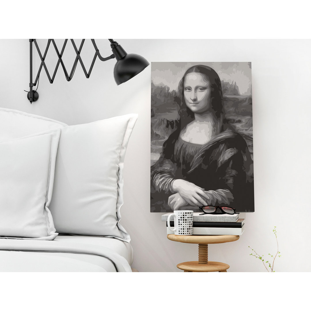 Leinwandbild Black And White Mona Lisa - Malen nach Zahlen