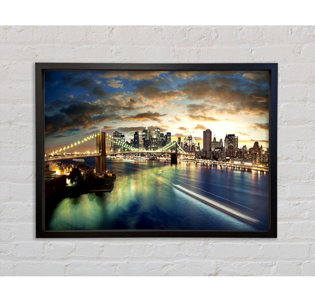 New York City Brooklyn Bridge View - Einzelner Bilderrahmen Kunstdrucke auf Leinwand