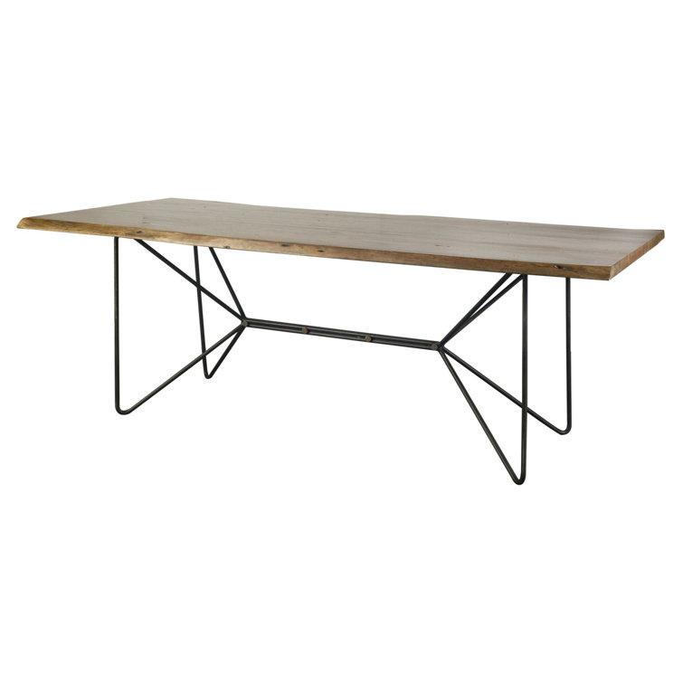 Balcom Acacia Solid Wood Top Metal Base Dining Table