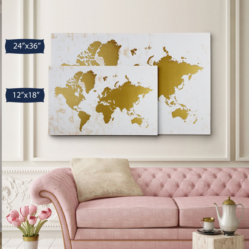 « champaign gold map », impression sur toile tendue, H 24 po x l 36 po x P 1,5 po